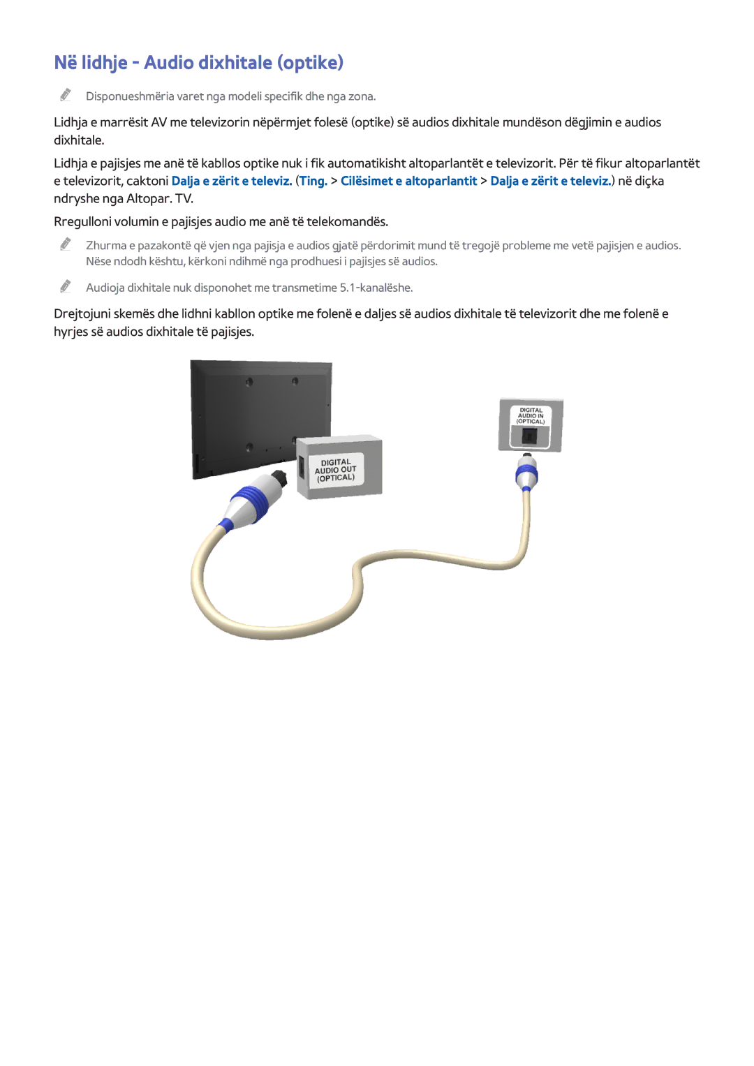 Samsung UE48H8000STXXH, UE65H8000STXXH, UE55H8000STXXH manual Në lidhje Audio dixhitale optike 