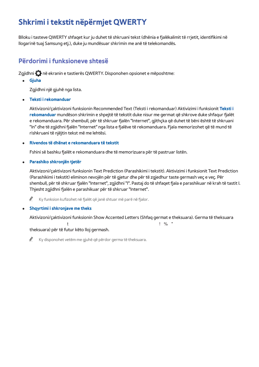 Samsung UE65H8000STXXH, UE48H8000STXXH, UE55H8000STXXH Shkrimi i tekstit nëpërmjet Qwerty, Përdorimi i funksioneve shtesë 