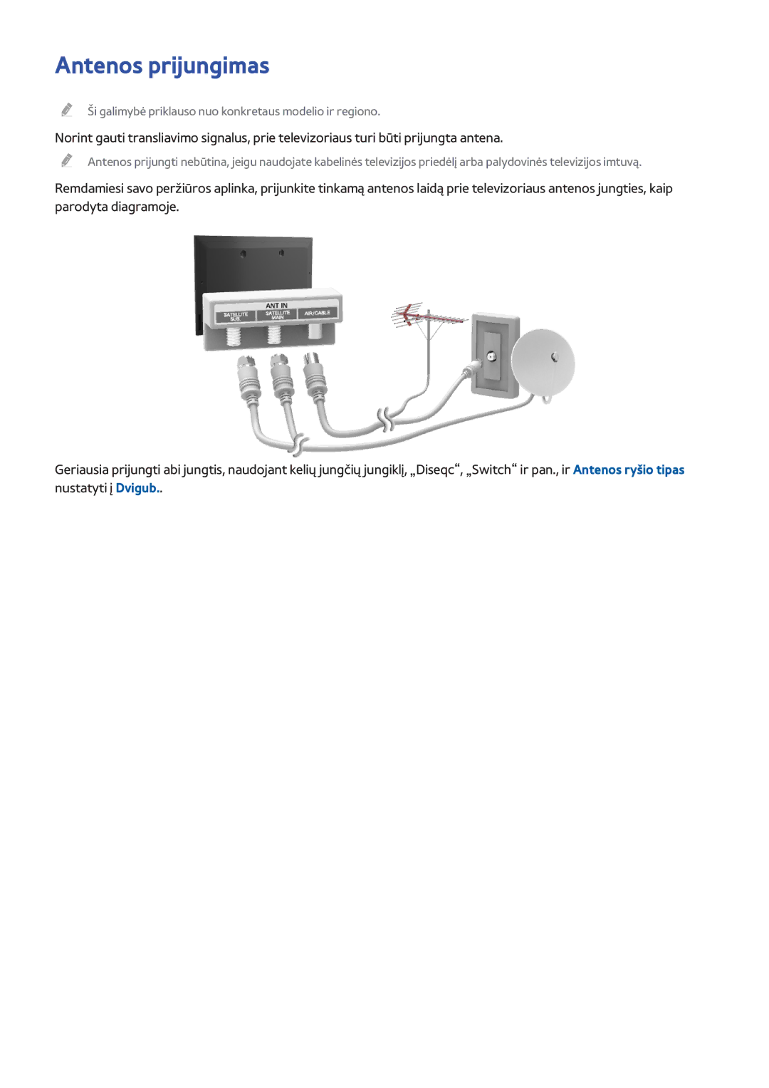 Samsung UE65H8000STXXH, UE48H8000STXXH, UE55H8000STXXH manual Antenos prijungimas 