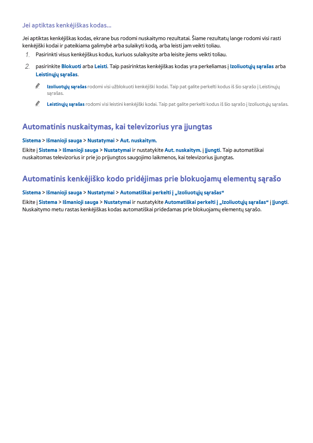 Samsung UE65H8000STXXH manual Automatinis nuskaitymas, kai televizorius yra įjungtas, Jei aptiktas kenkėjiškas kodas 