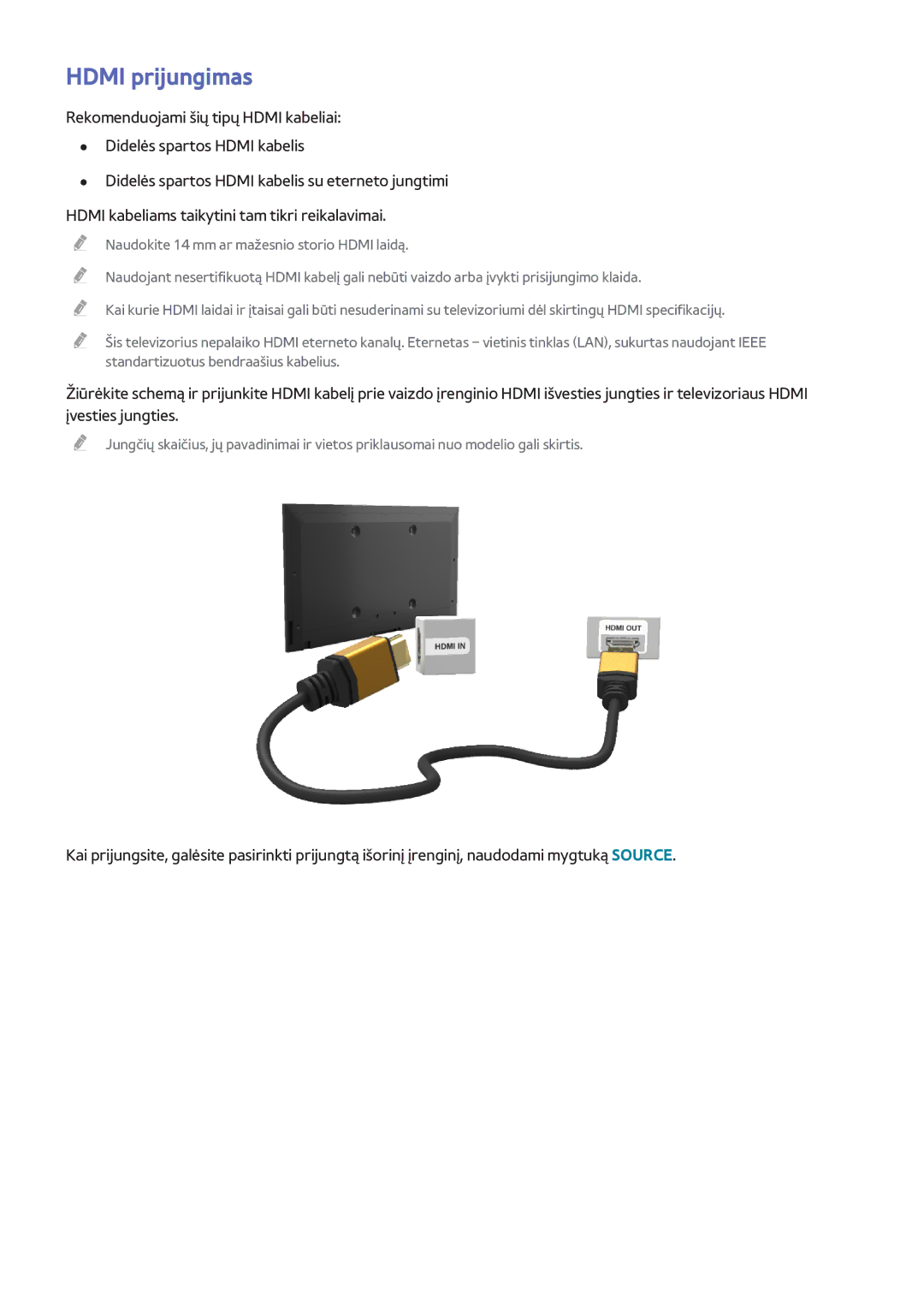 Samsung UE55H8000STXXH, UE65H8000STXXH, UE48H8000STXXH manual Hdmi prijungimas 