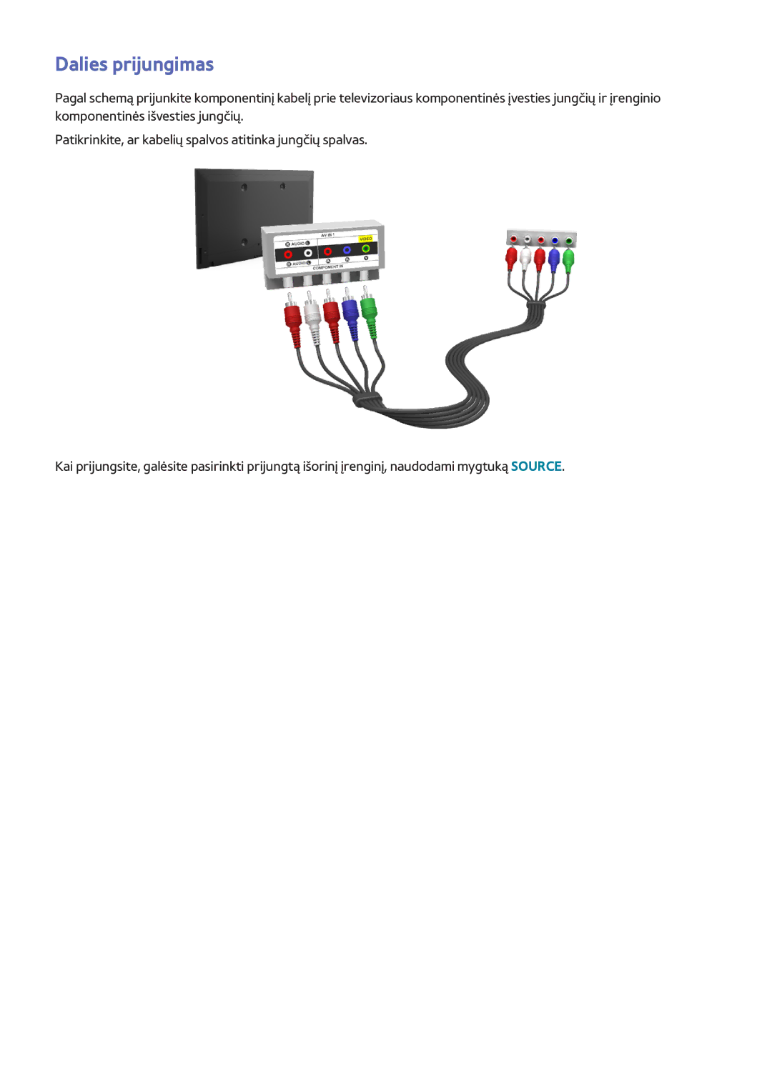 Samsung UE65H8000STXXH, UE48H8000STXXH, UE55H8000STXXH manual Dalies prijungimas 