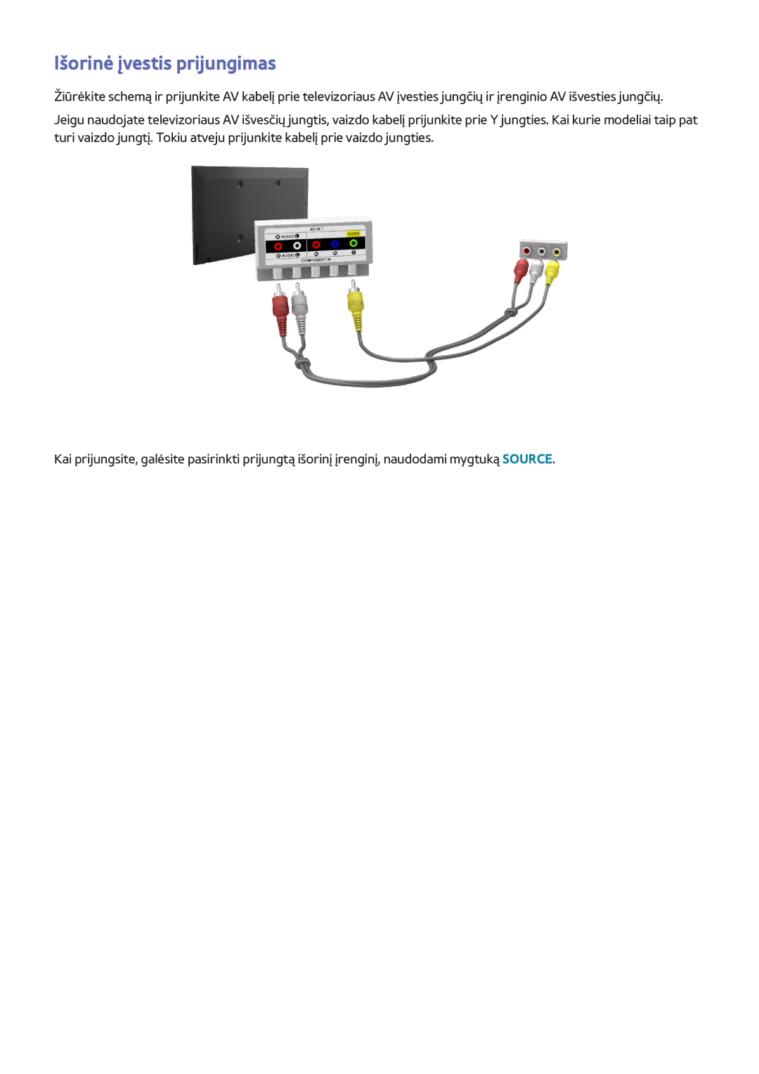 Samsung UE48H8000STXXH, UE65H8000STXXH, UE55H8000STXXH manual Išorinė įvestis prijungimas 