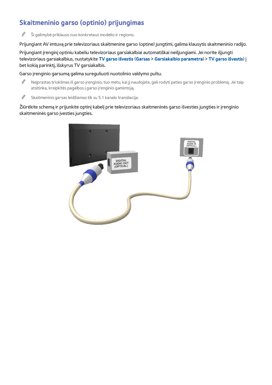 Samsung UE48H8000STXXH, UE65H8000STXXH, UE55H8000STXXH manual Skaitmeninio garso optinio prijungimas 