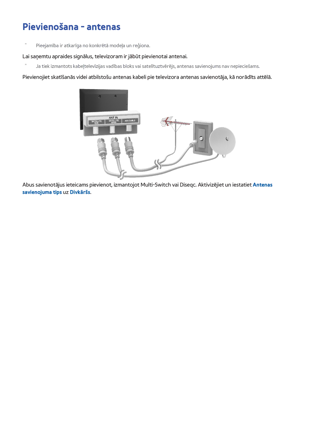 Samsung UE65H8000STXXH, UE48H8000STXXH, UE55H8000STXXH manual Pievienošana antenas 