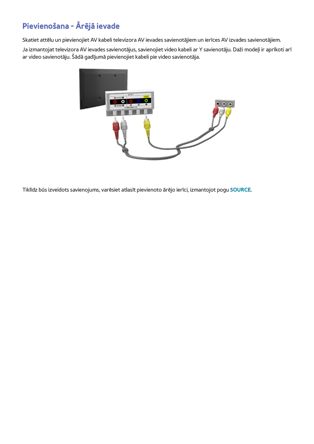 Samsung UE48H8000STXXH, UE65H8000STXXH, UE55H8000STXXH manual Pievienošana Ārējā ievade 