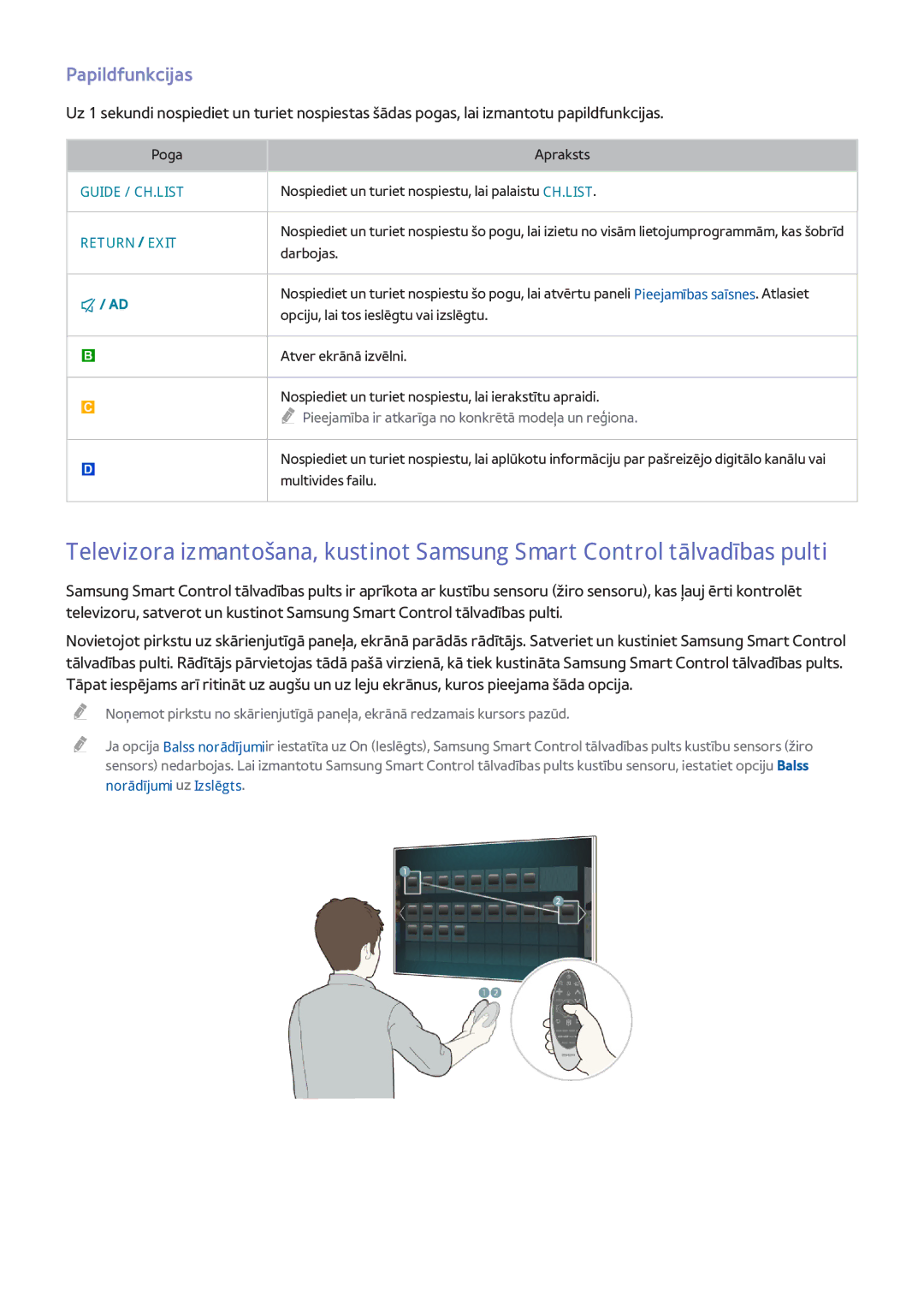 Samsung UE65H8000STXXH, UE48H8000STXXH, UE55H8000STXXH manual Papildfunkcijas 