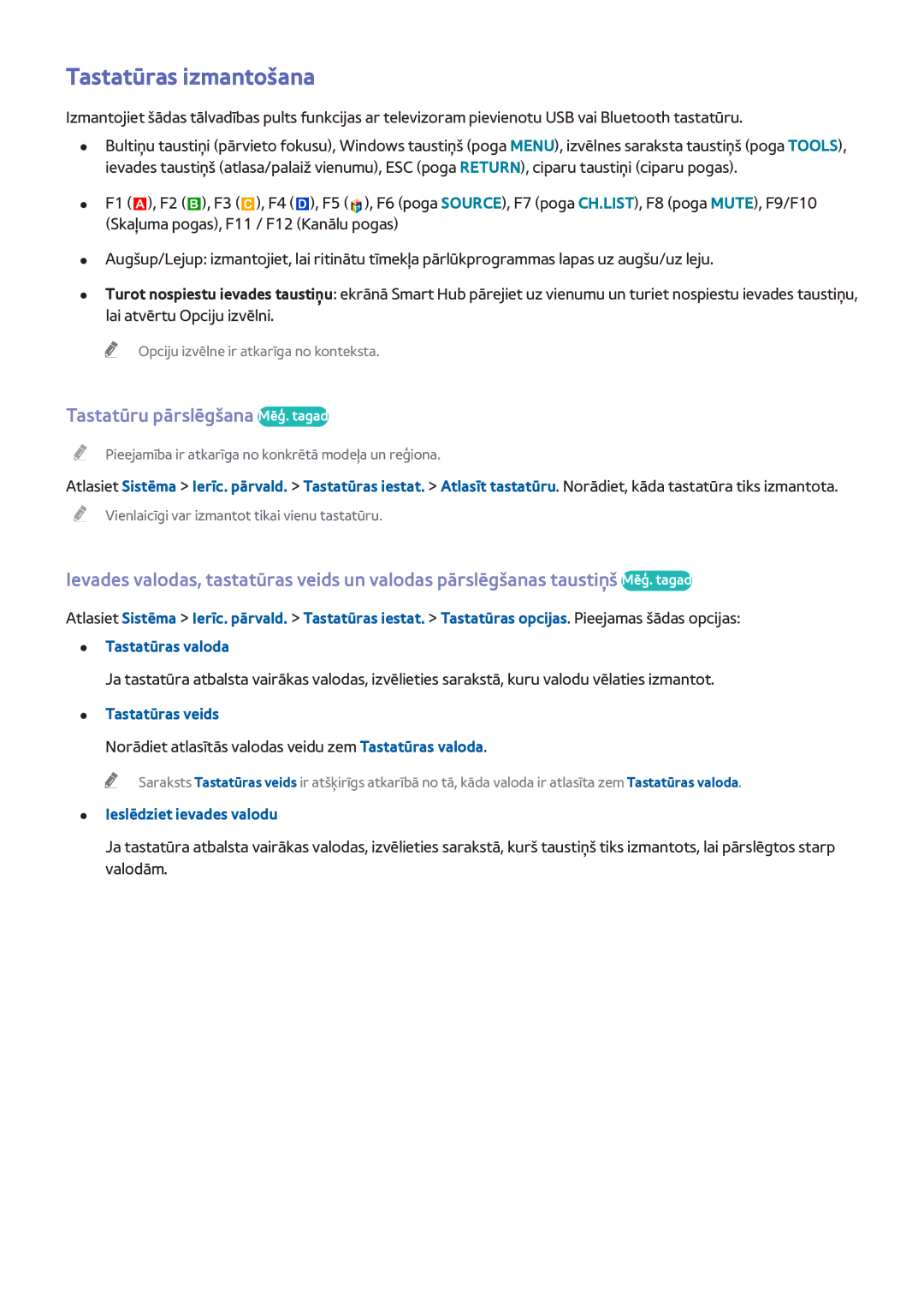 Samsung UE65H8000STXXH, UE48H8000STXXH manual Tastatūras izmantošana, Tastatūru pārslēgšana Mēģ. tagad, Tastatūras veids 