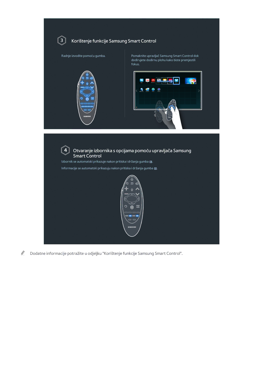 Samsung UE48H8000STXXH, UE65H8000STXXH, UE55H8000STXXH manual Korištenje funkcije Samsung Smart Control 