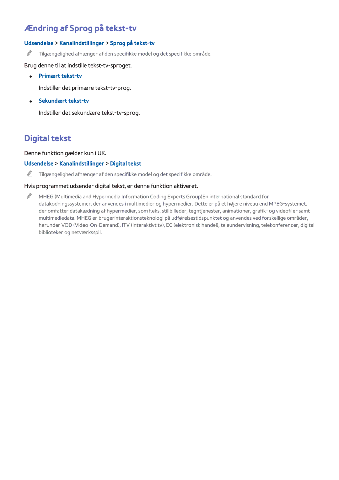 Samsung UE65H8005SQXXE, UE48H8005SQXXE, UE55H8005SQXXE manual Ændring af Sprog på tekst-tv, Digital tekst 