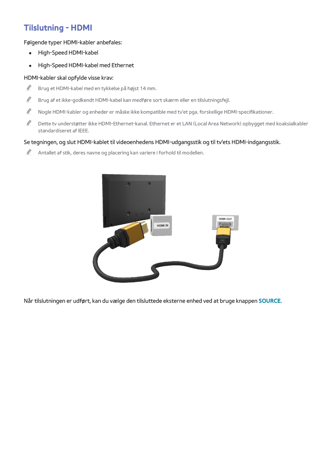 Samsung UE55H8005SQXXE, UE65H8005SQXXE, UE48H8005SQXXE manual Tilslutning Hdmi 