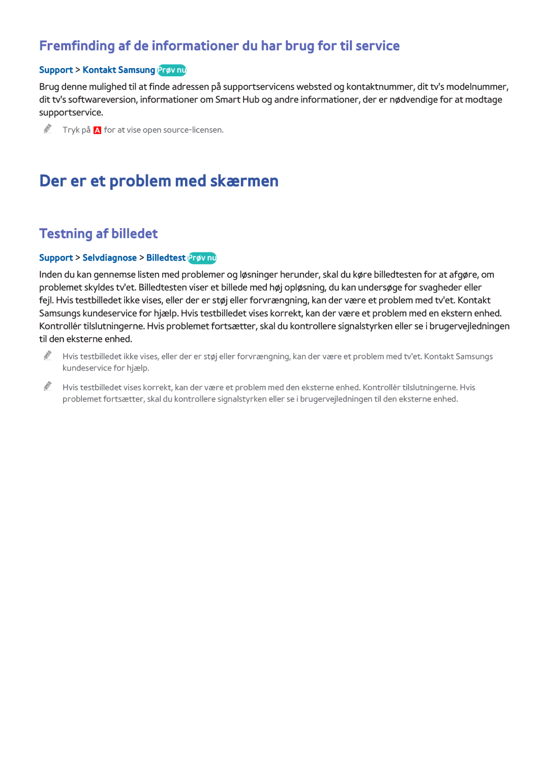 Samsung UE55H8005SQXXE manual Der er et problem med skærmen, Fremfinding af de informationer du har brug for til service 