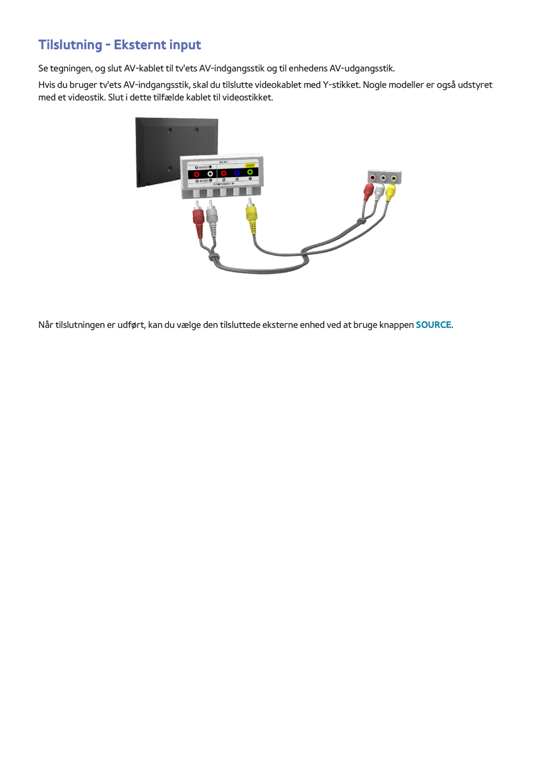 Samsung UE48H8005SQXXE, UE65H8005SQXXE, UE55H8005SQXXE manual Tilslutning Eksternt input 