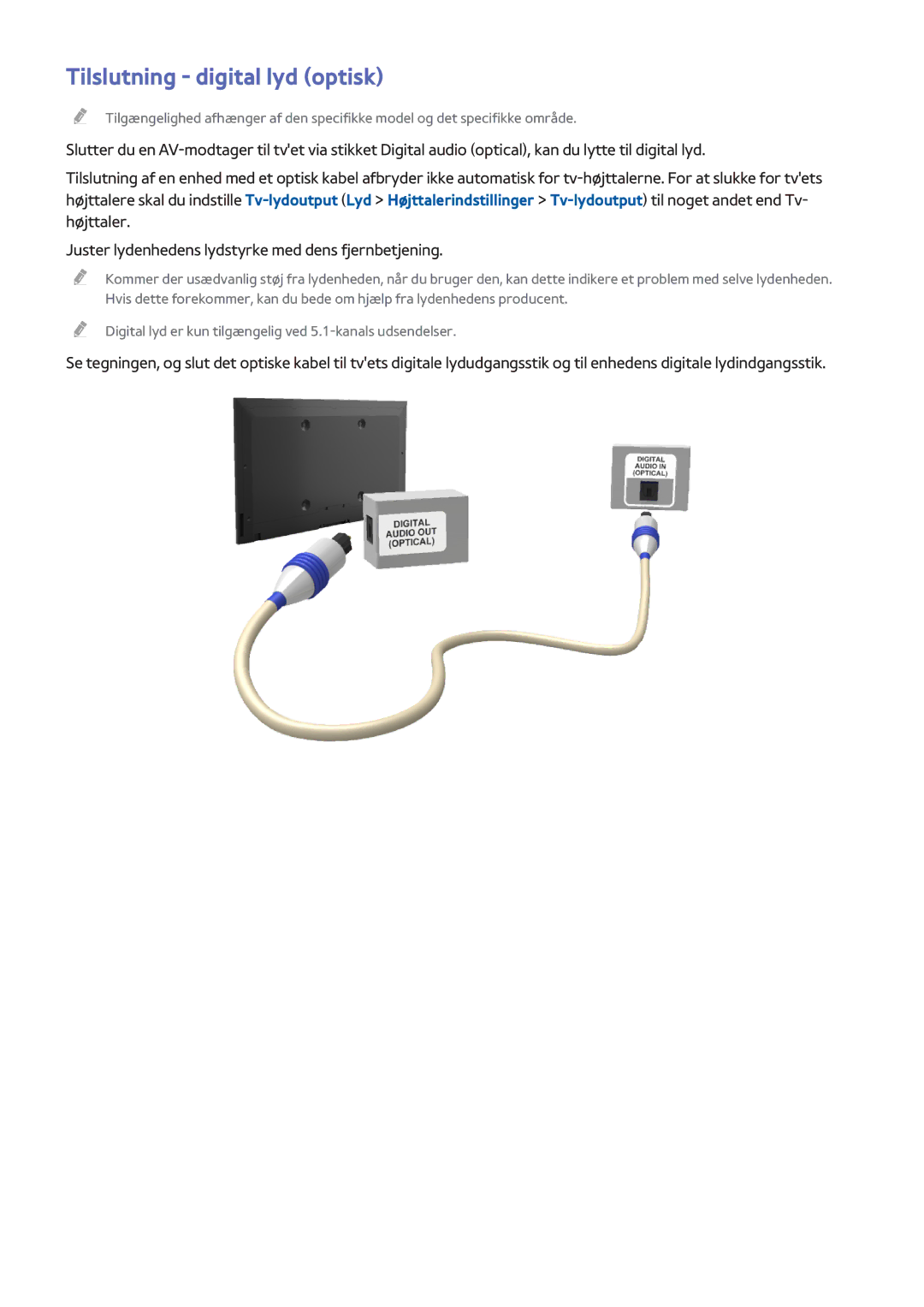 Samsung UE48H8005SQXXE, UE65H8005SQXXE, UE55H8005SQXXE manual Tilslutning digital lyd optisk 