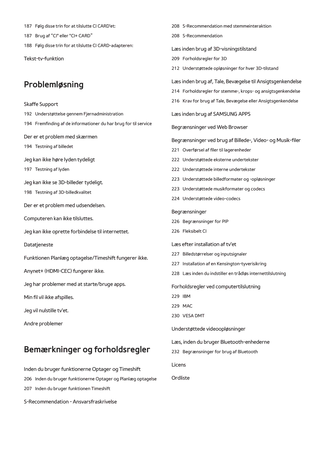 Samsung UE65H8005SQXXE, UE48H8005SQXXE, UE55H8005SQXXE manual Problemløsning 