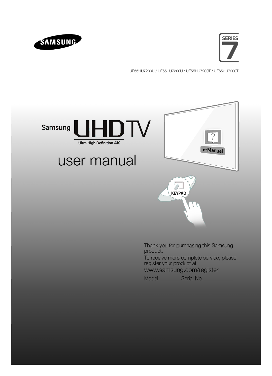 Samsung UE55HU7200UXUZ, UE65HU7200UXRU, UE65HU7200UXUZ, UE55HU7200UXRU UE55HU7200U / UE65HU7200U / UE55HU7200T / UE65HU7200T 