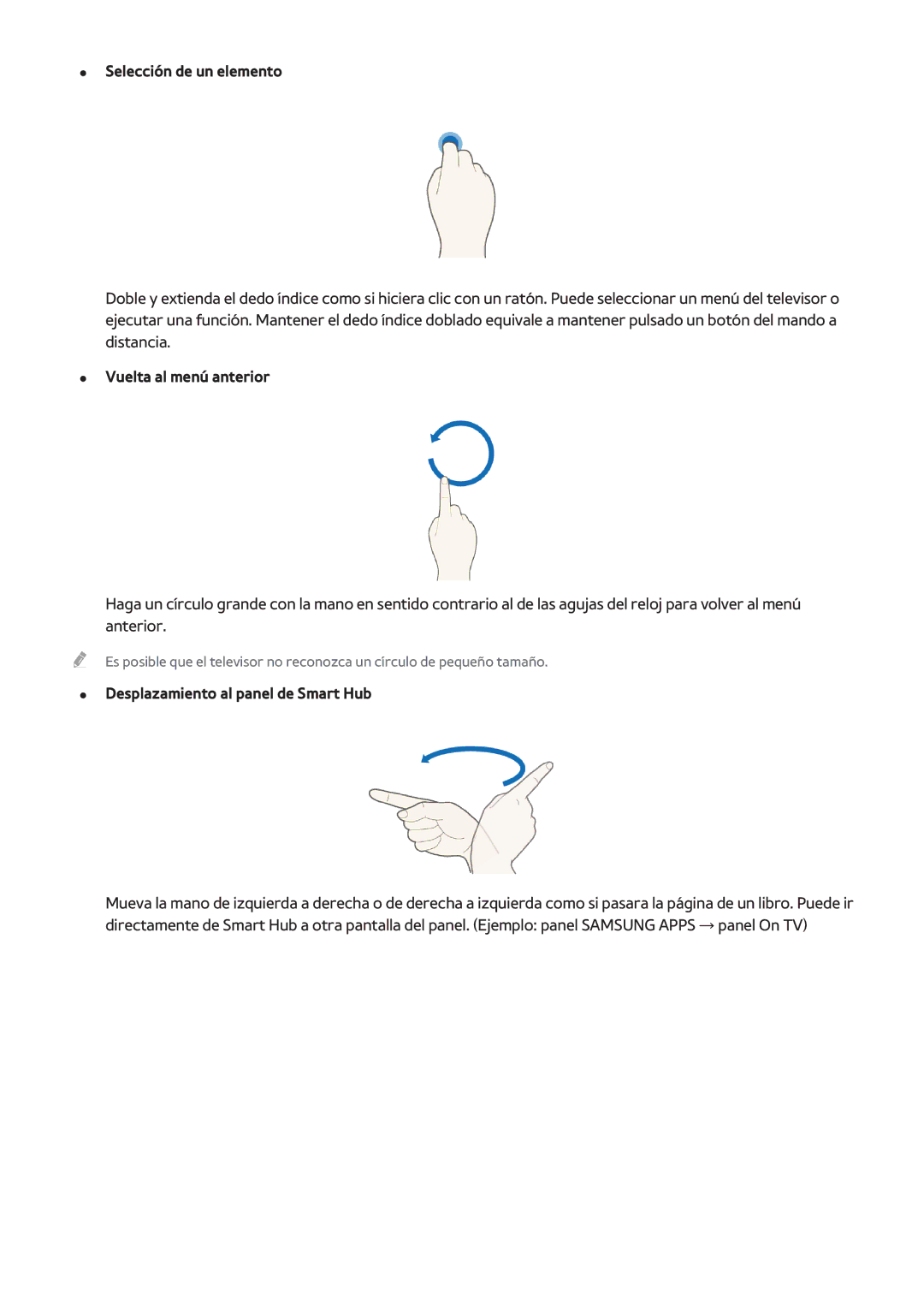 Samsung UE48HU7500LXXC, UE65HU7500LXXC, UE55HU7200SXXC manual Vuelta al menú anterior, Desplazamiento al panel de Smart Hub 