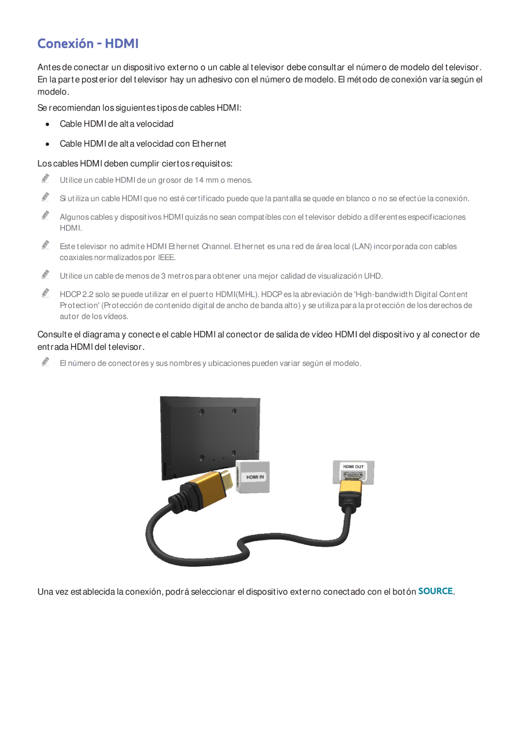 Samsung UE65HU7500LXZF, UE65HU7500LXXC, UE55HU7200SXXC, UE55HU7100SXXC, UE40HU6900DXZT, UE65HU7100SXXC manual Conexión Hdmi 