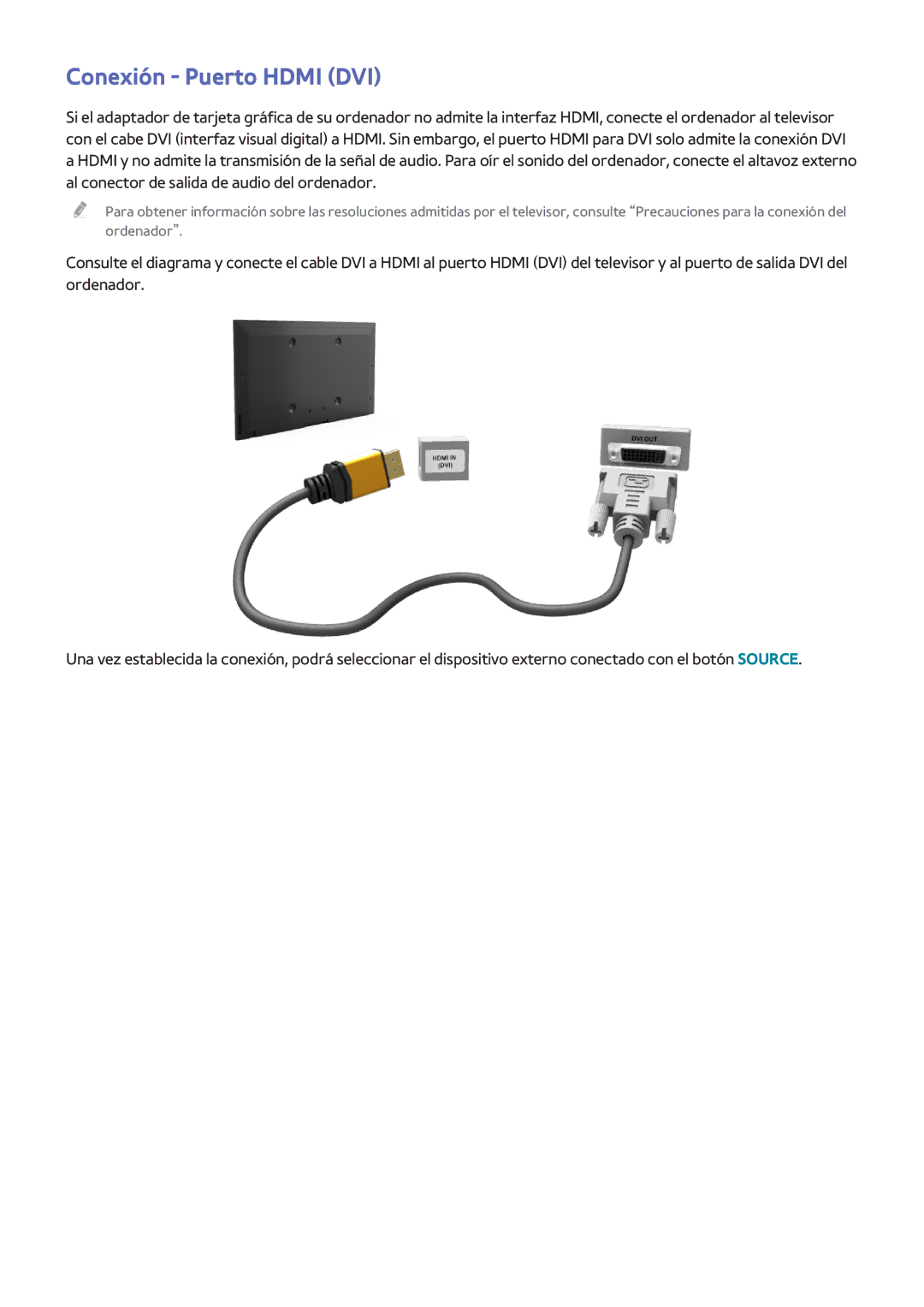 Samsung UE75HU7500LXXC, UE65HU7500LXXC, UE55HU7200SXXC, UE55HU7100SXXC, UE65HU7500LXZF manual Conexión Puerto Hdmi DVI 