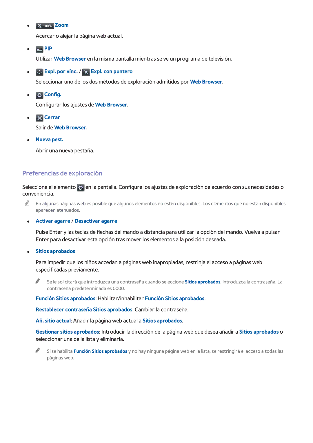 Samsung UE40HU6900SXXC, UE65HU7500LXXC, UE55HU7200SXXC, UE55HU7100SXXC, UE65HU7500LXZF manual Preferencias de exploración 