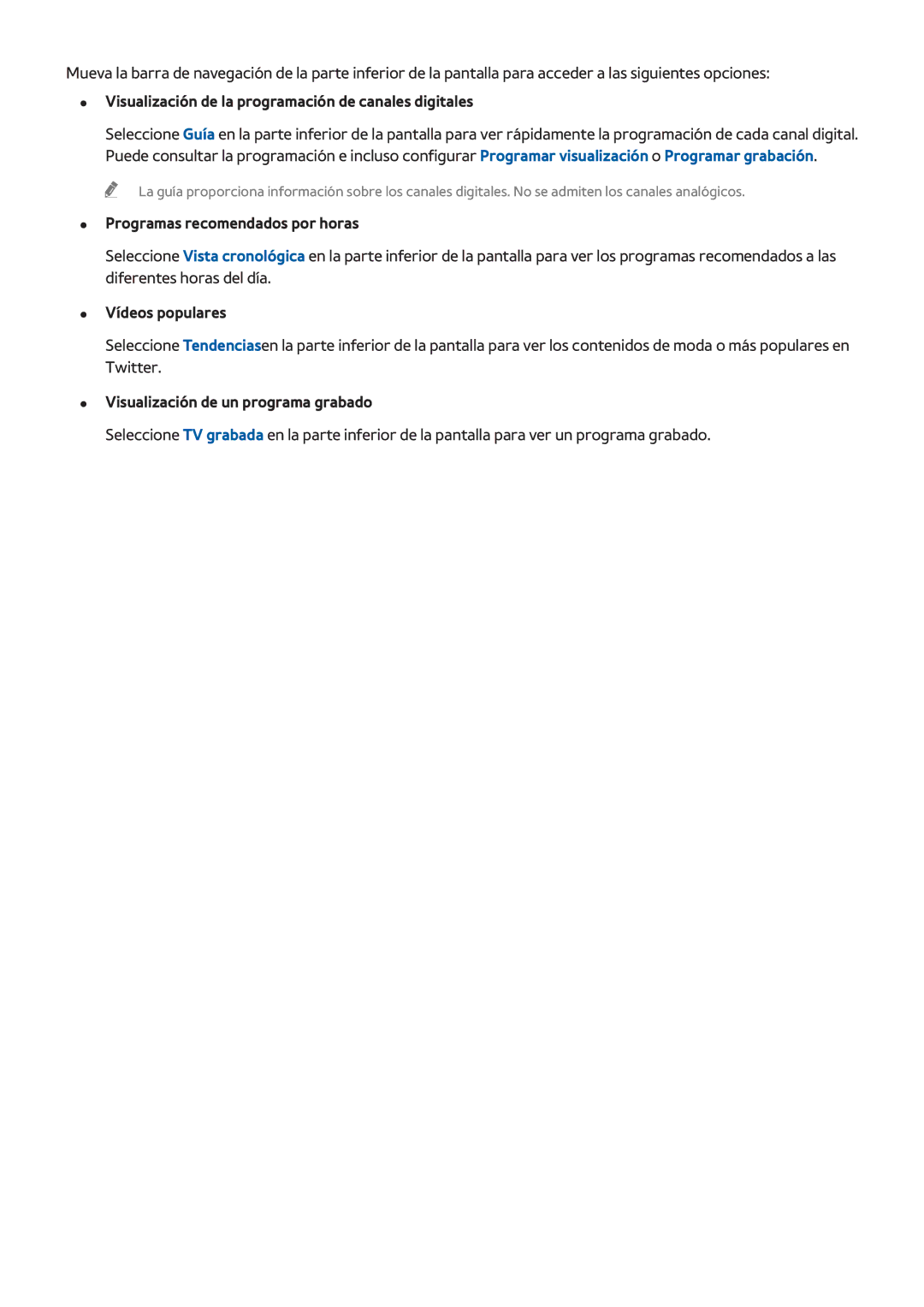 Samsung UE40HU6900DXZT manual Visualización de la programación de canales digitales, Programas recomendados por horas 