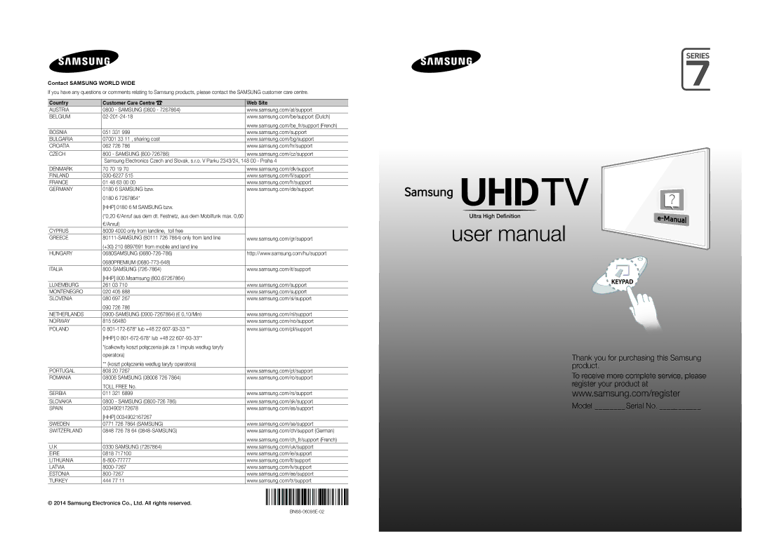 Samsung UE55HU7500LXXH, UE65HU7500LXXC, UE48HU7500LXXH manual Ultra High Definition, Contact Samsung World Wide 