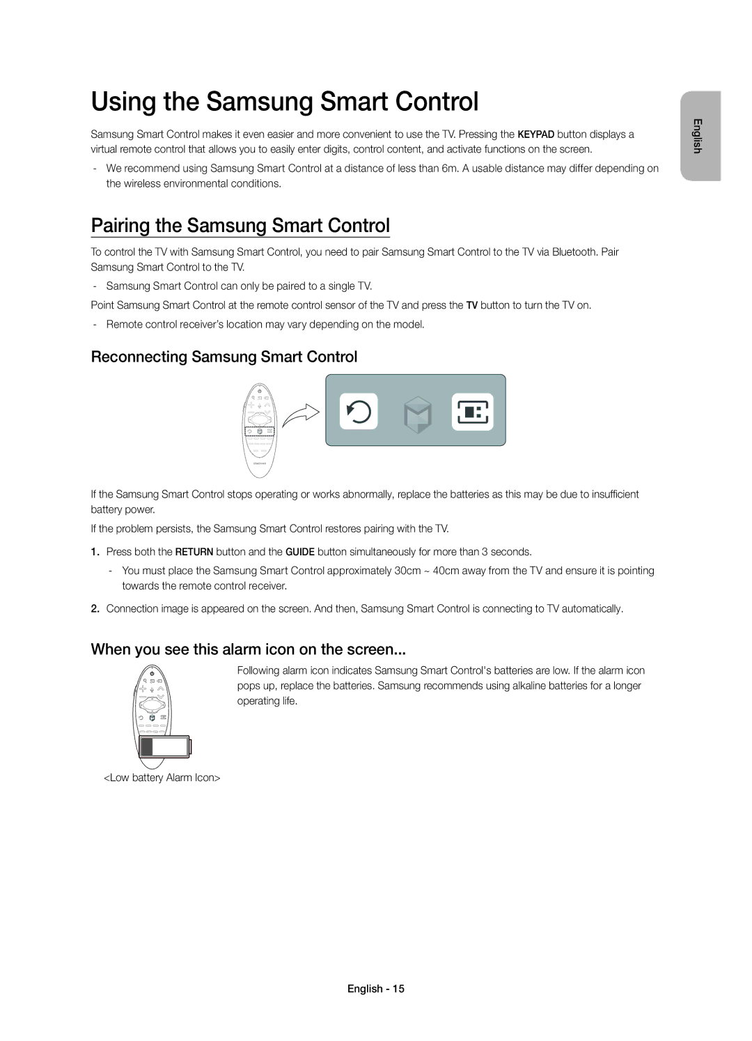 Samsung UE55HU7500LXZF, UE65HU7500LXZF, UE48HU7500LXZF Using the Samsung Smart Control, Pairing the Samsung Smart Control 