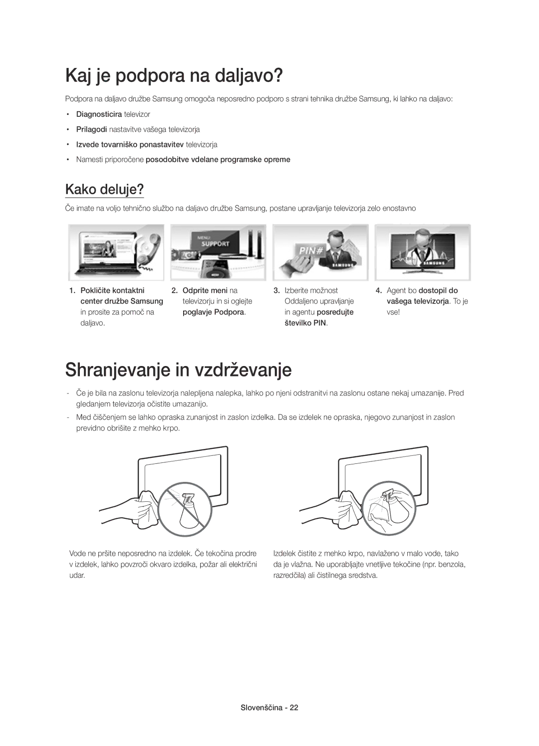 Samsung UE65HU8200LXXN, UE65HU8200LXZF manual Kaj je podpora na daljavo?, Shranjevanje in vzdrževanje, Kako deluje? 