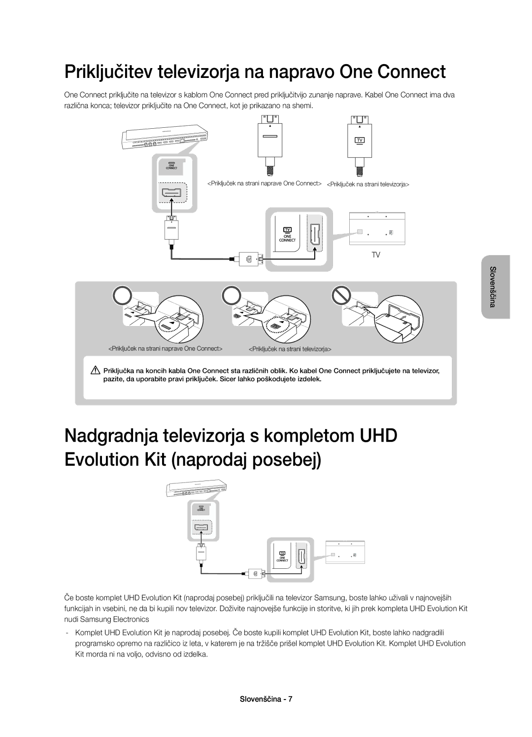 Samsung UE55HU8500LXXN, UE65HU8500LXXH, UE55HU8500LXXC, UE55HU8500LXXH manual Priključitev televizorja na napravo One Connect 