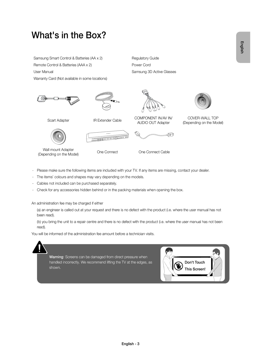 Samsung UE65HU8500LXXC, UE65HU8500LXXH, UE55HU8500LXXC, UE55HU8500LXXH, UE65HU8500TXXU manual Whats in the Box?, One Connect 