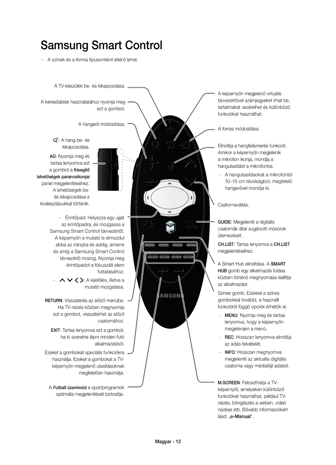 Samsung UE65HU8500LXXH Hangerő módosítása, Érintőpad Helyezze egy ujját, REC Hosszan lenyomva elindítja az adás felvételét 