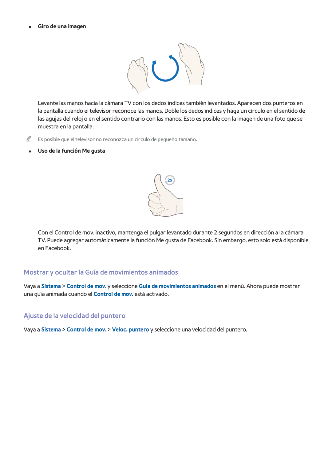Samsung UE78HU8500LXXH manual Mostrar y ocultar la Guía de movimientos animados, Ajuste de la velocidad del puntero 
