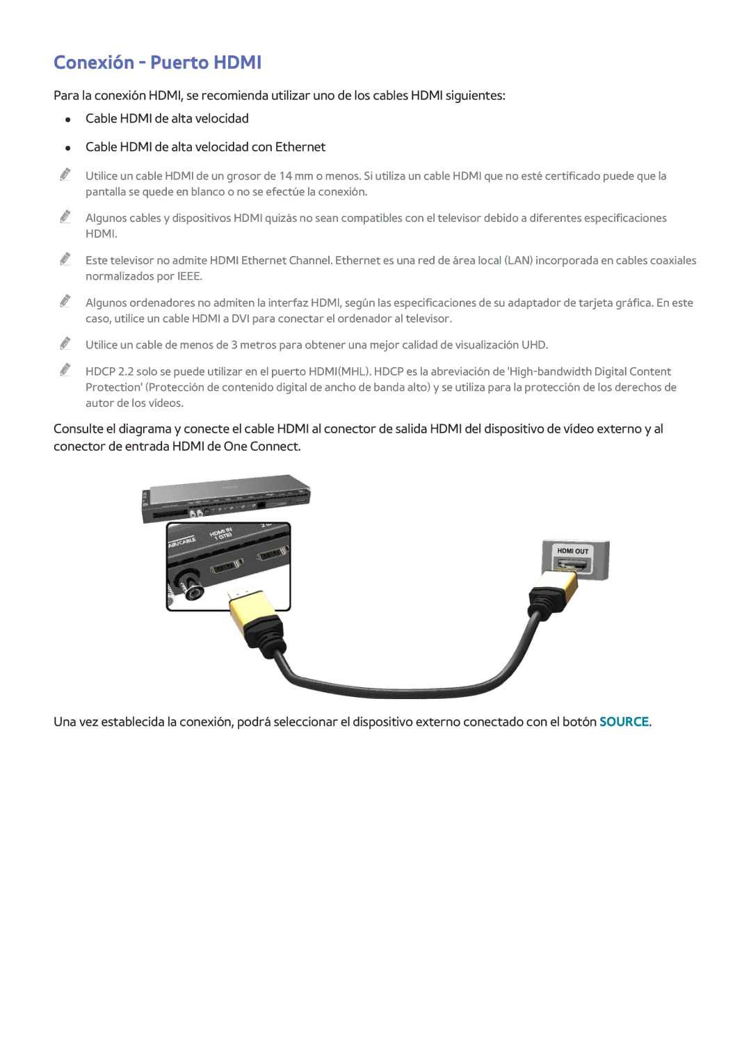 Samsung UE55HU8500LXXC, UE65HU8500LXXH, UE78HU8500LXXH, UE55HU8500LXXH, UE65HU8500LXXC, UE65HU8500ZXZT Conexión Puerto Hdmi 