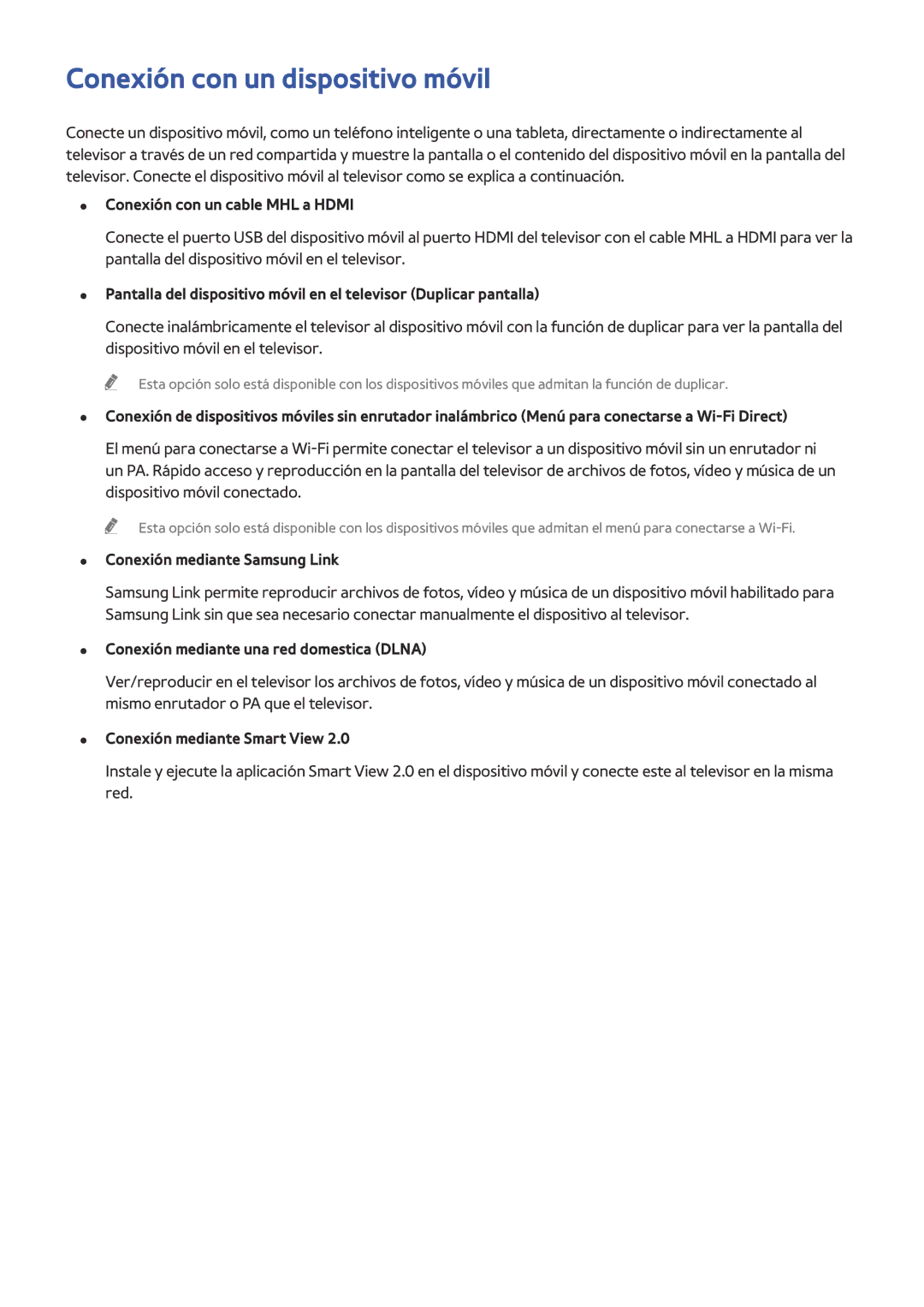 Samsung UE65HU8500LXXC Conexión con un dispositivo móvil, Conexión con un cable MHL a Hdmi, Conexión mediante Smart View 