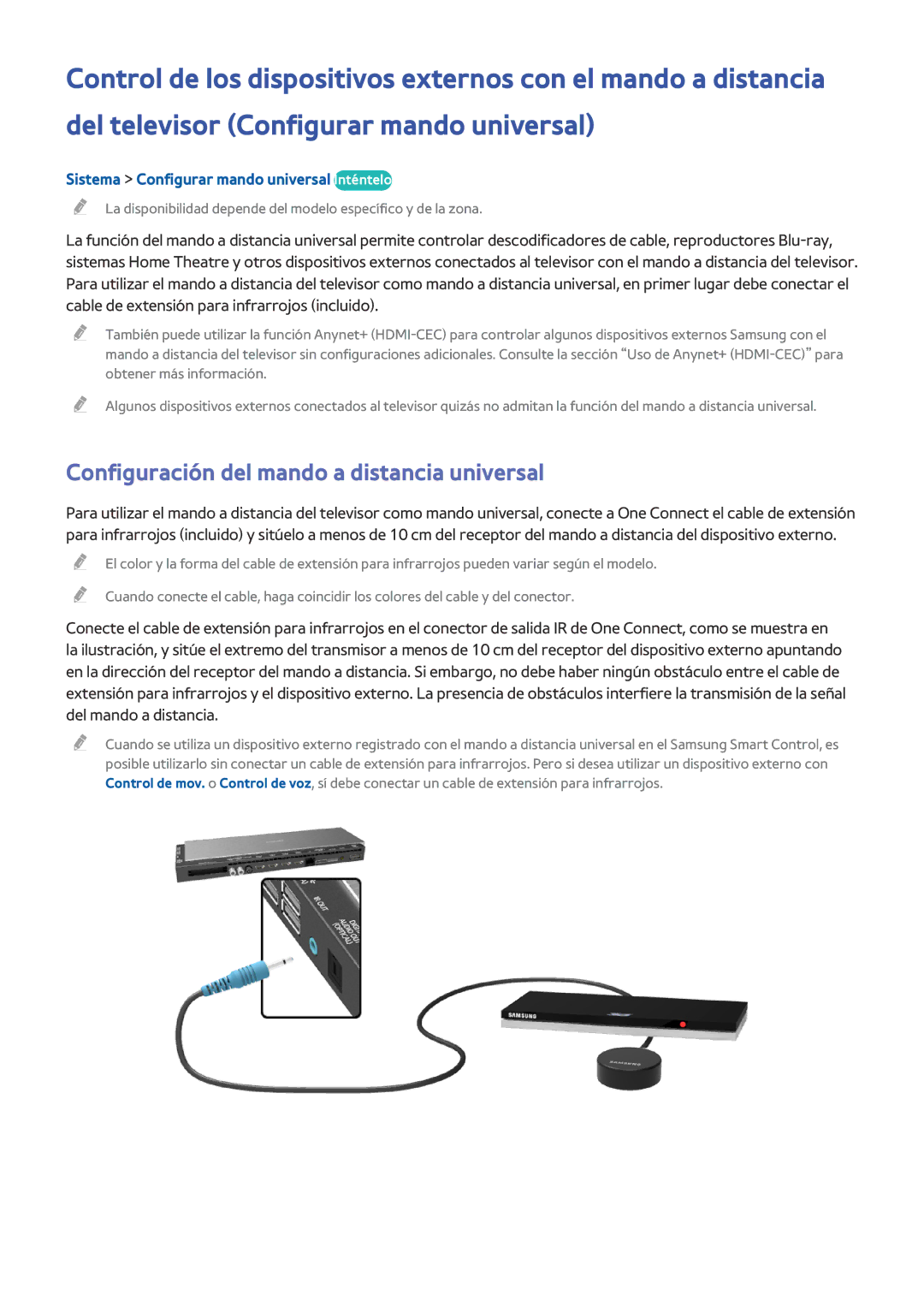 Samsung UE55HU8500LXXH manual Configuración del mando a distancia universal, Sistema Configurar mando universal Inténtelo 