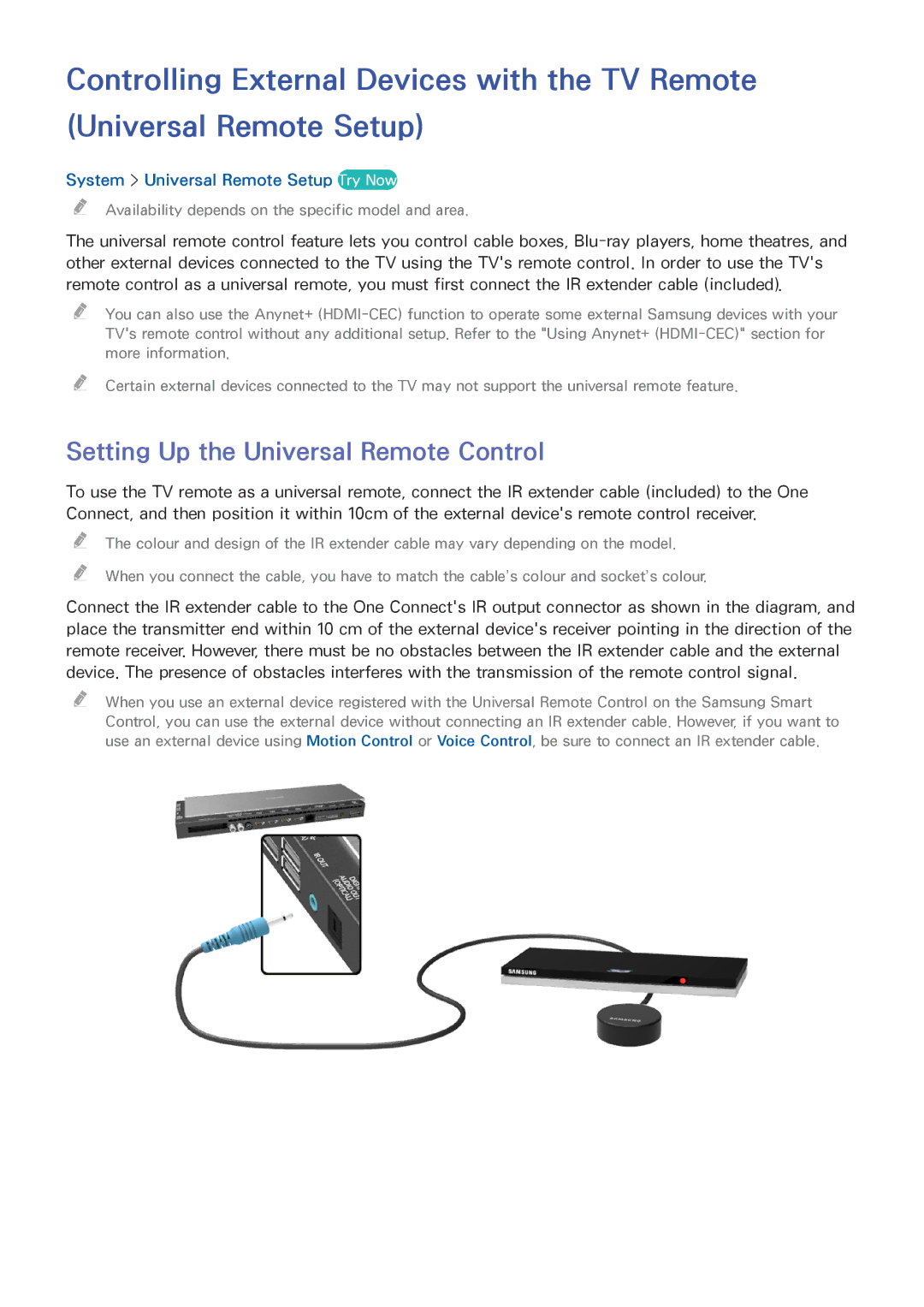 Samsung UE65HU9000TXUZ, UE65HU8500LXXH manual Setting Up the Universal Remote Control, System Universal Remote Setup Try Now 