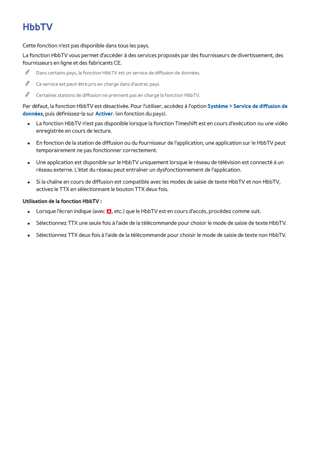 Samsung UE55HU8500LXZF, UE65HU8500LXZF, UE78HU8500LXZF, UE105S9WALXZF manual Utilisation de la fonction HbbTV 