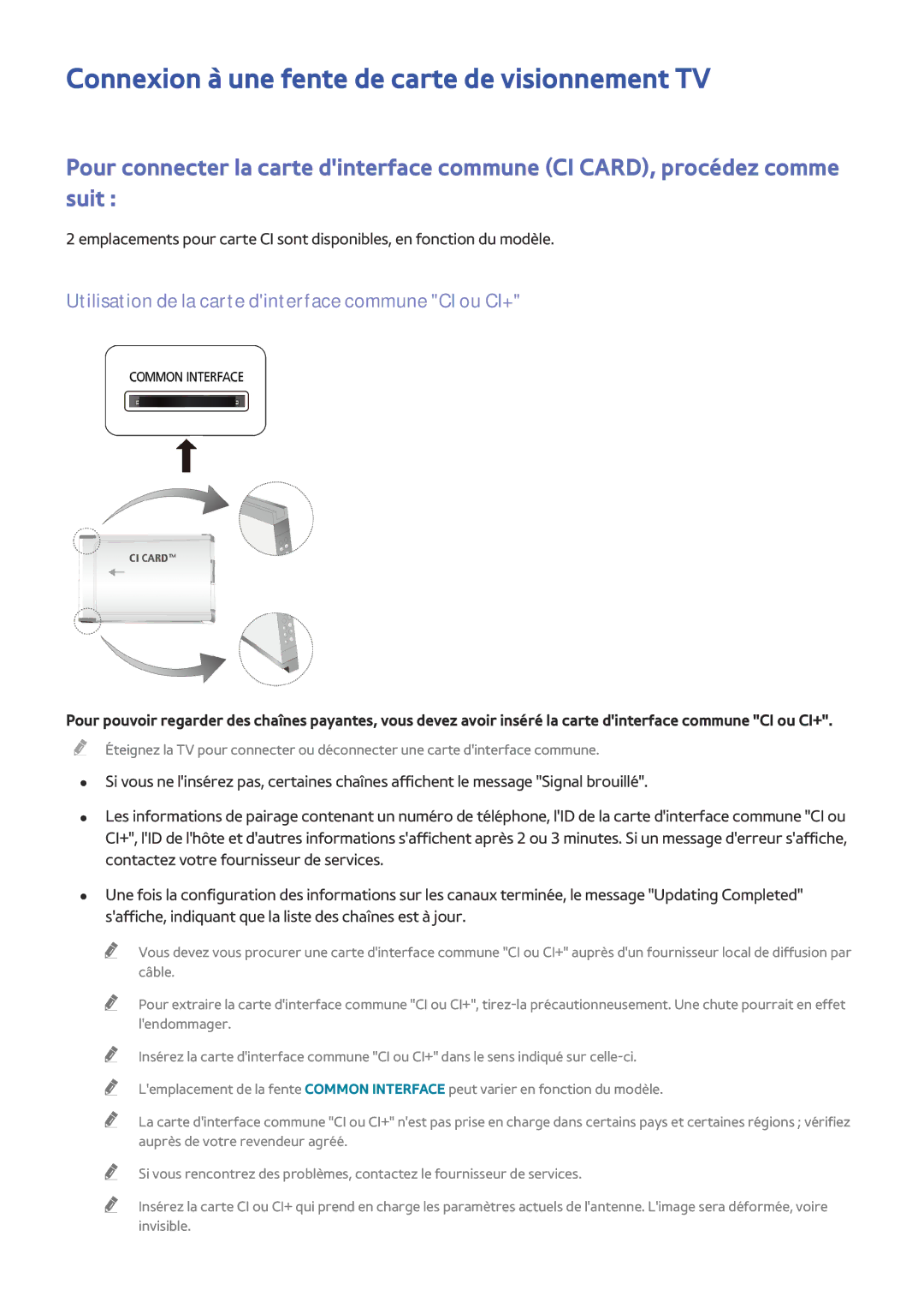 Samsung UE65HU8500LXZF, UE78HU8500LXZF, UE105S9WALXZF, UE55HU8500LXZF manual Connexion à une fente de carte de visionnement TV 