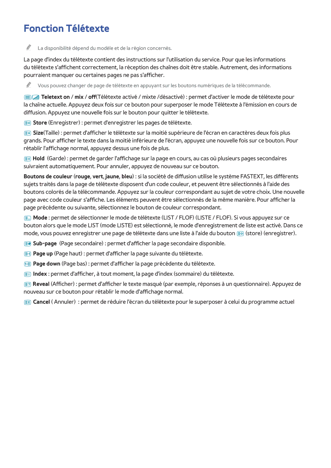 Samsung UE105S9WALXZF, UE65HU8500LXZF, UE78HU8500LXZF, UE55HU8500LXZF manual Fonction Télétexte 