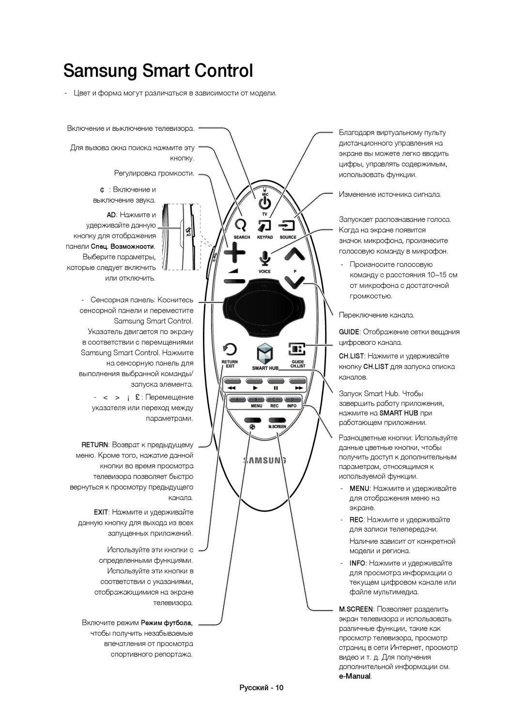 Samsung UE65HU8700TXUZ, UE65HU8700TXRU, UE55HU8700TXUZ, UE55HU8700TXRU manual Samsung Smart Control, Регулировка громкости 