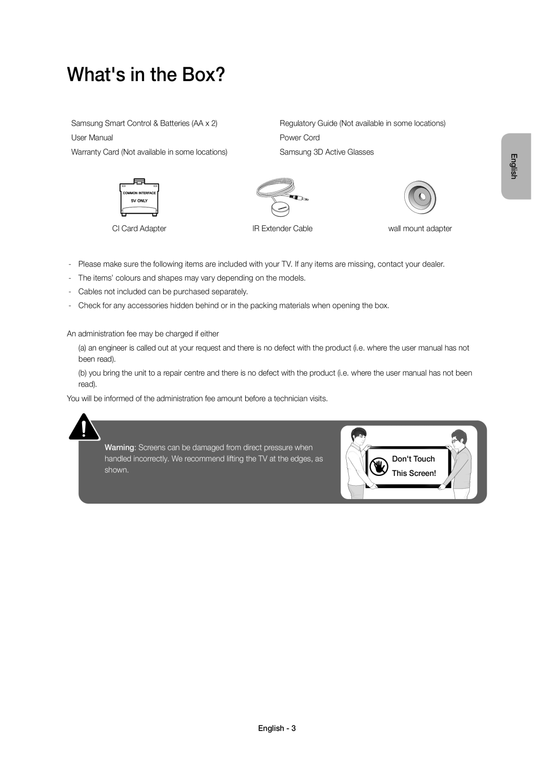 Samsung UE55HU8700TXRU, UE65HU8700TXRU, UE55HU8700TXUZ, UE65HU8700TXUZ manual Whats in the Box? 