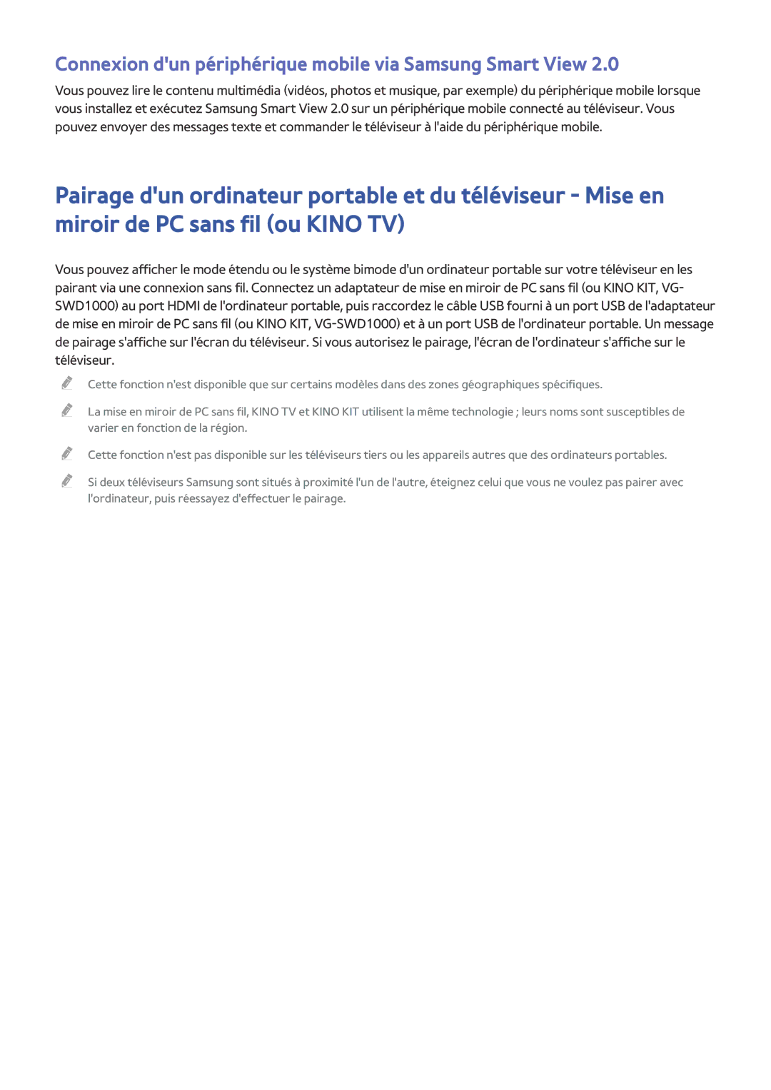 Samsung UE32J6300AWXZF, UE65J6250AKXZF, UE48J5600AWXZF manual Connexion dun périphérique mobile via Samsung Smart View 