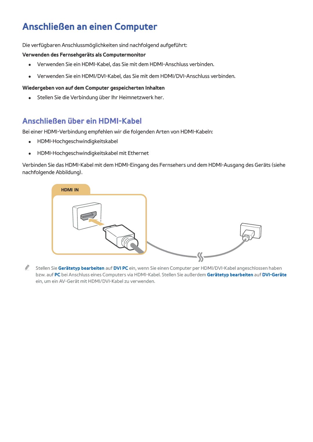 Samsung UE48J5500AWXXH, UE65J6299SUXZG Anschließen an einen Computer, Stellen Sie die Verbindung über Ihr Heimnetzwerk her 