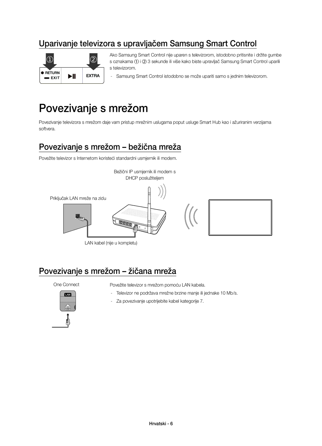 Samsung UE65JS9502TXXH, UE65JS9500LXXH Povezivanje s mrežom, Uparivanje televizora s upravljačem Samsung Smart Control 