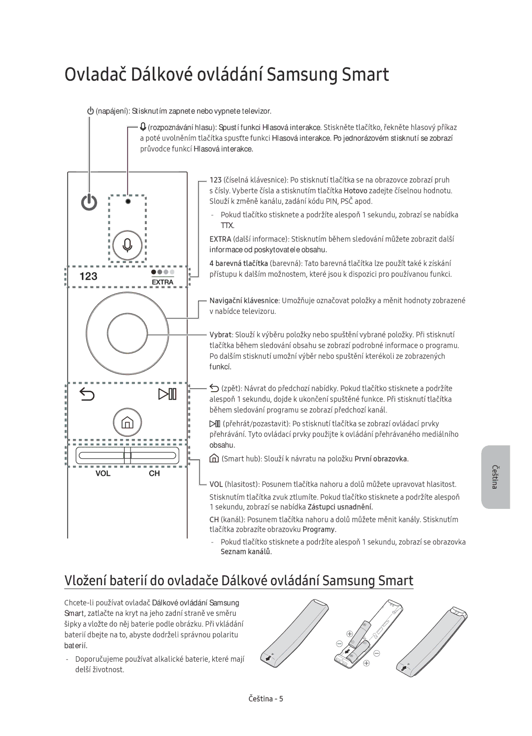 Samsung UE49KS7002UXXH Ovladač Dálkové ovládání Samsung Smart, Vložení baterií do ovladače Dálkové ovládání Samsung Smart 