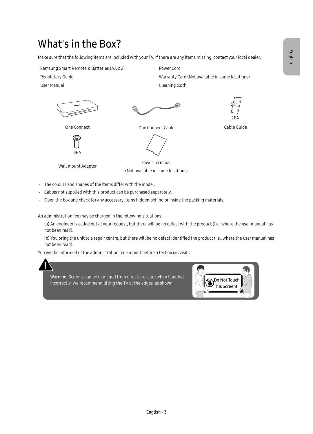 Samsung UE43KS7500UXXC, UE65KS7500UXXC, UE55KS7500UXXC, UE49KS7500UXXC manual Whats in the Box?, Cleaning cloth 