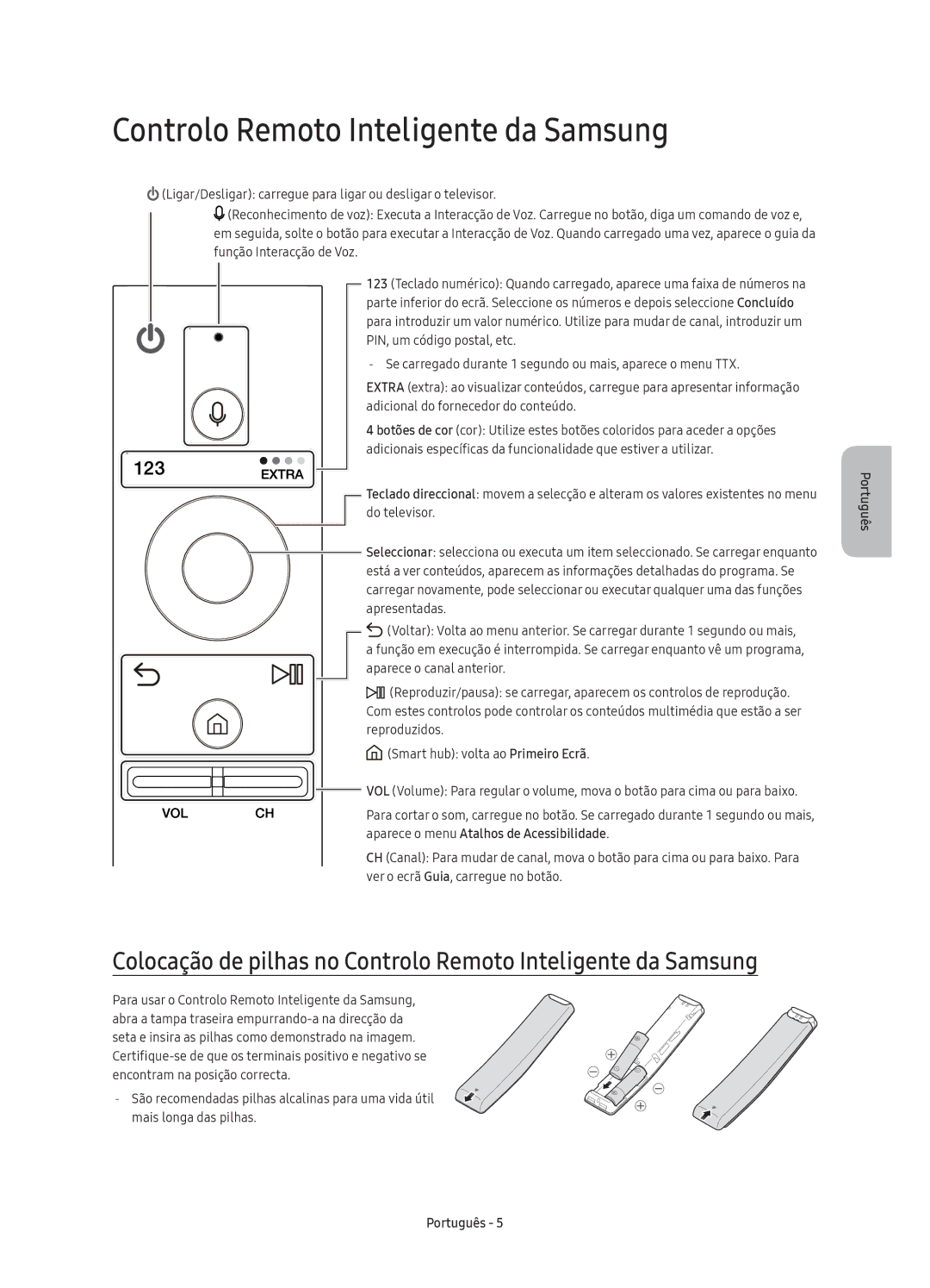 Samsung UE43KS7500UXXC, UE65KS7500UXXC Controlo Remoto Inteligente da Samsung, Aparece o menu Atalhos de Acessibilidade 