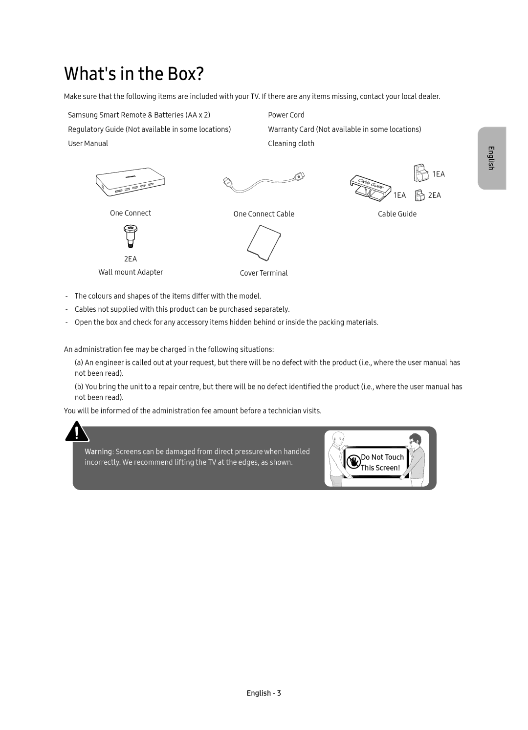 Samsung UE49KS8000UXRU, UE65KS8000UXRU, UE75KS8000UXRU, UE55KS8000UXRU manual Whats in the Box?, Cleaning cloth 