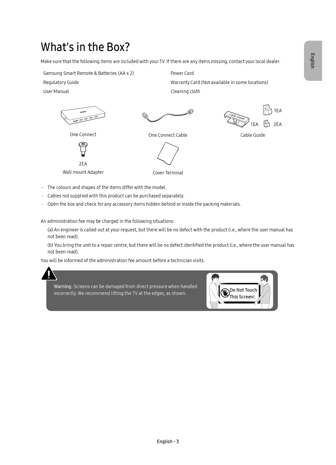 Samsung UE55KS8005TXXE, UE65KS8005TXXE, UE75KS8005TXXE, UE49KS8005TXXE manual Whats in the Box?, 1EA 