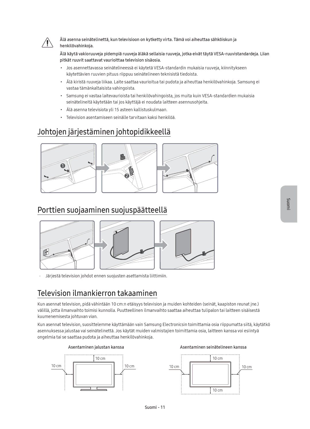 Samsung UE55KS8005TXXE, UE65KS8005TXXE, UE75KS8005TXXE, UE49KS8005TXXE manual Television ilmankierron takaaminen 